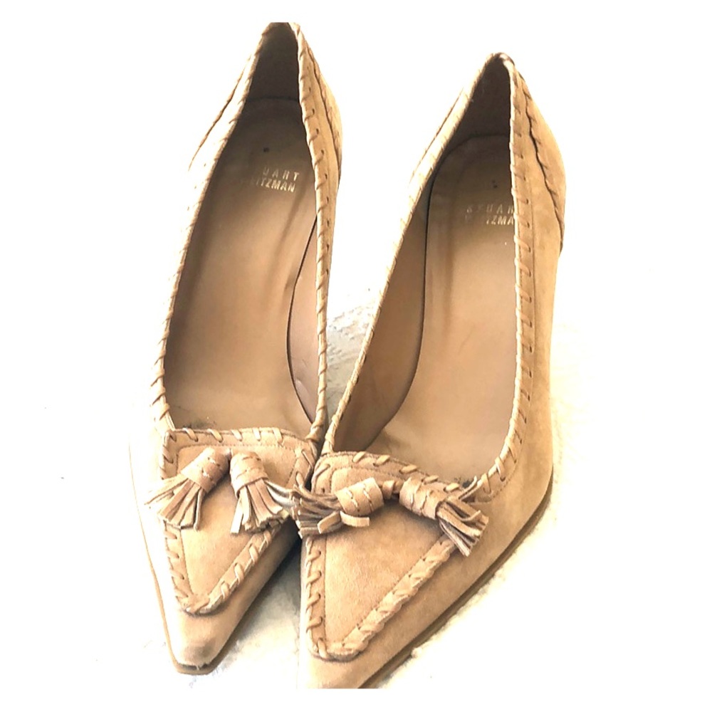 Stuart Weitzman Camel Suede Tassel Pumps Size 9